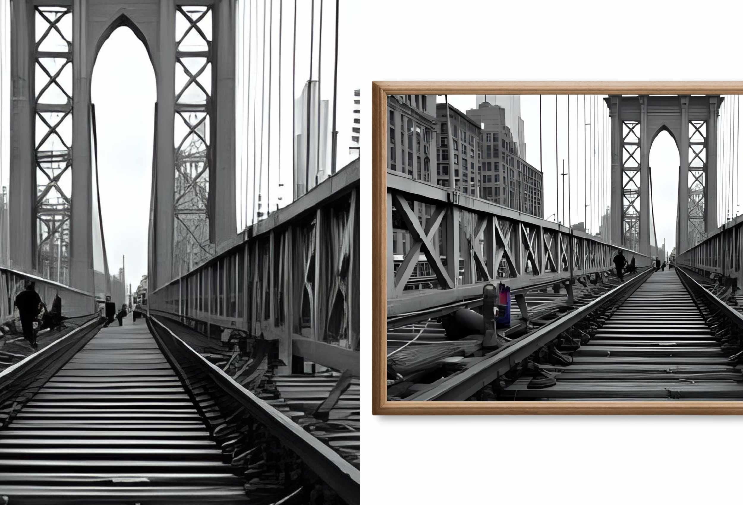 Black and White New York Wall Art for Samsung Frame TV | NYC Skyline, Brooklyn Urban Gallery Wall Set | Contemporary Modern Minimalist Art