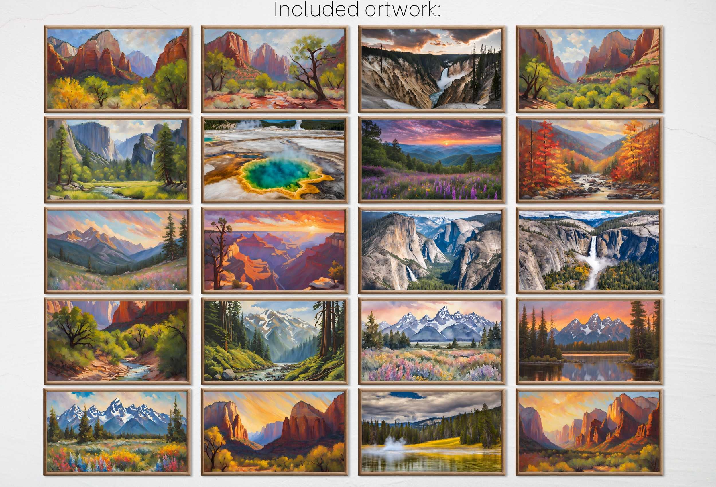 US National Parks Frame TV Art Set of 40. Mountain Wall Art Original Landscape Paintings National Parks Nature Wall Art For Samsung Frame TV