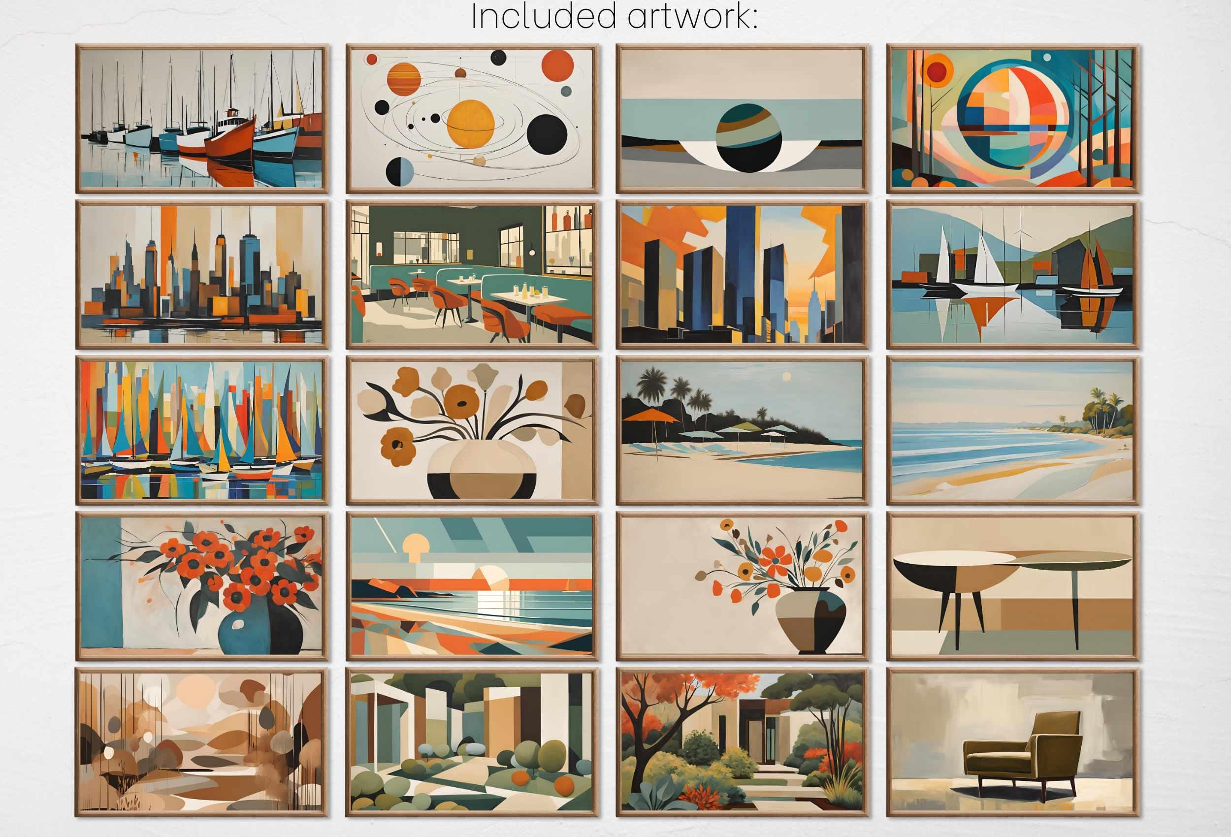Mid Century Modern Frame TV Art Set of 40. MCM Wall Art Original Paintings For Samsung Frame TV. Retro Wall Art. Mid Century Modern Decor