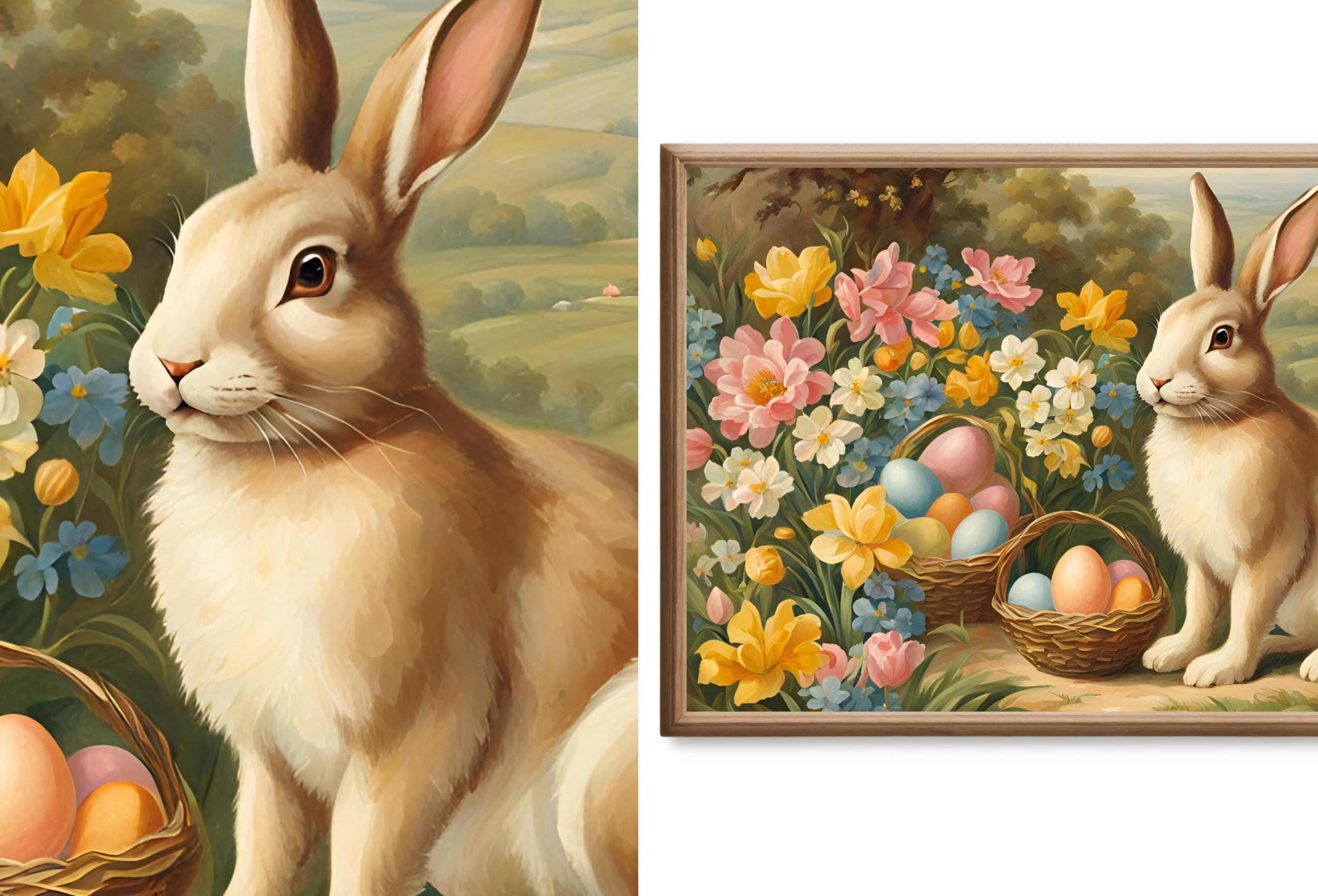 Easter Decor Samsung Frame TV Art Set. Easter Eggs, Bunnies and Easter Baskets Original Paintings . Spring Frame TV Art 4K