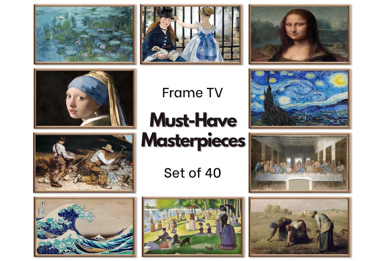Frame TV Art History Gallery Wall Set. Vintage Classic Art by Claude Monet, Van Gogh, Gustav Klimt... Antique Oil Painting, Renaissance Art
