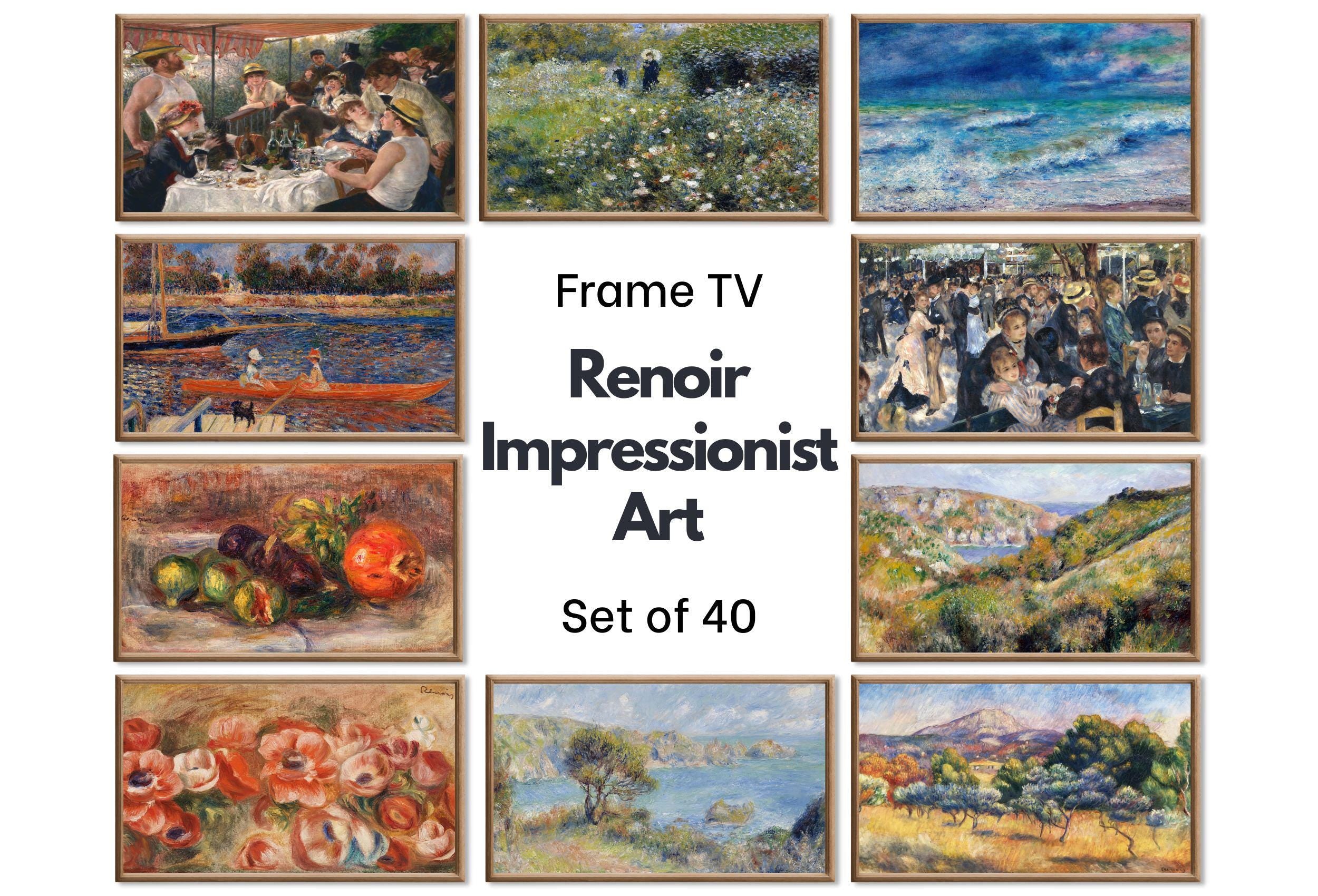 Renoir Impressionist Art for Frame TV I  I Oil Paintings Gallery Wall Set of 40 I French Country Decor I Samsung Frame Digital Art