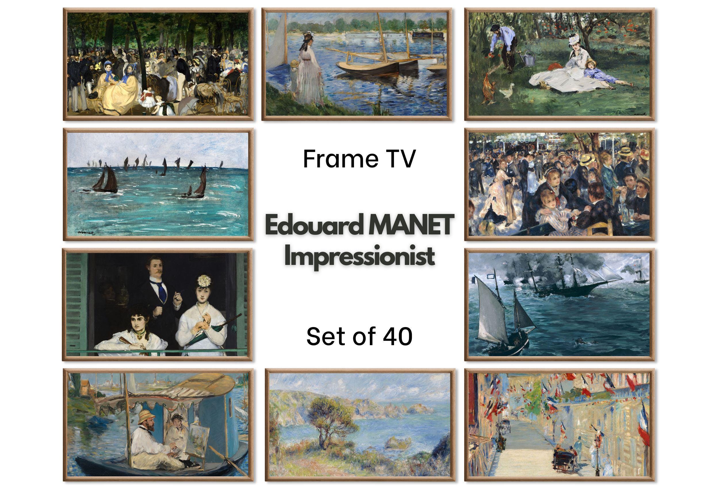 Edouard Manet Samsung Frame TV Art | Set of 40 Classic French Country Decor Impressionist Paintings | Vintage Wall Art Downloadable TV Art