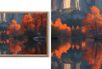 Fall in USA National Parks Frame TV Art  |  Autumn Wall Art Digital Download   |   Yosemite Mountain Lake Forest