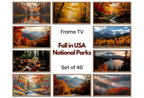 Fall in USA National Parks Frame TV Art  |  Autumn Wall Art Digital Download   |   Yosemite Mountain Lake Forest
