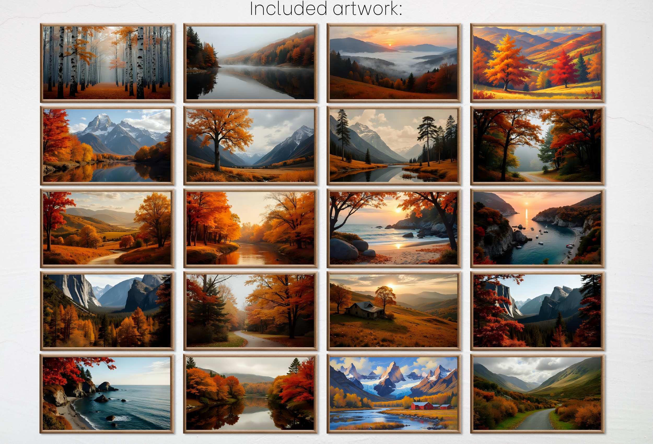 Samsung Frame TV Art Fall Artwork Collection | 40 Autumn Landscape Digital Downloads | Frame TV Art Set | Fall Autumn Wall Art Decor Set 1/3