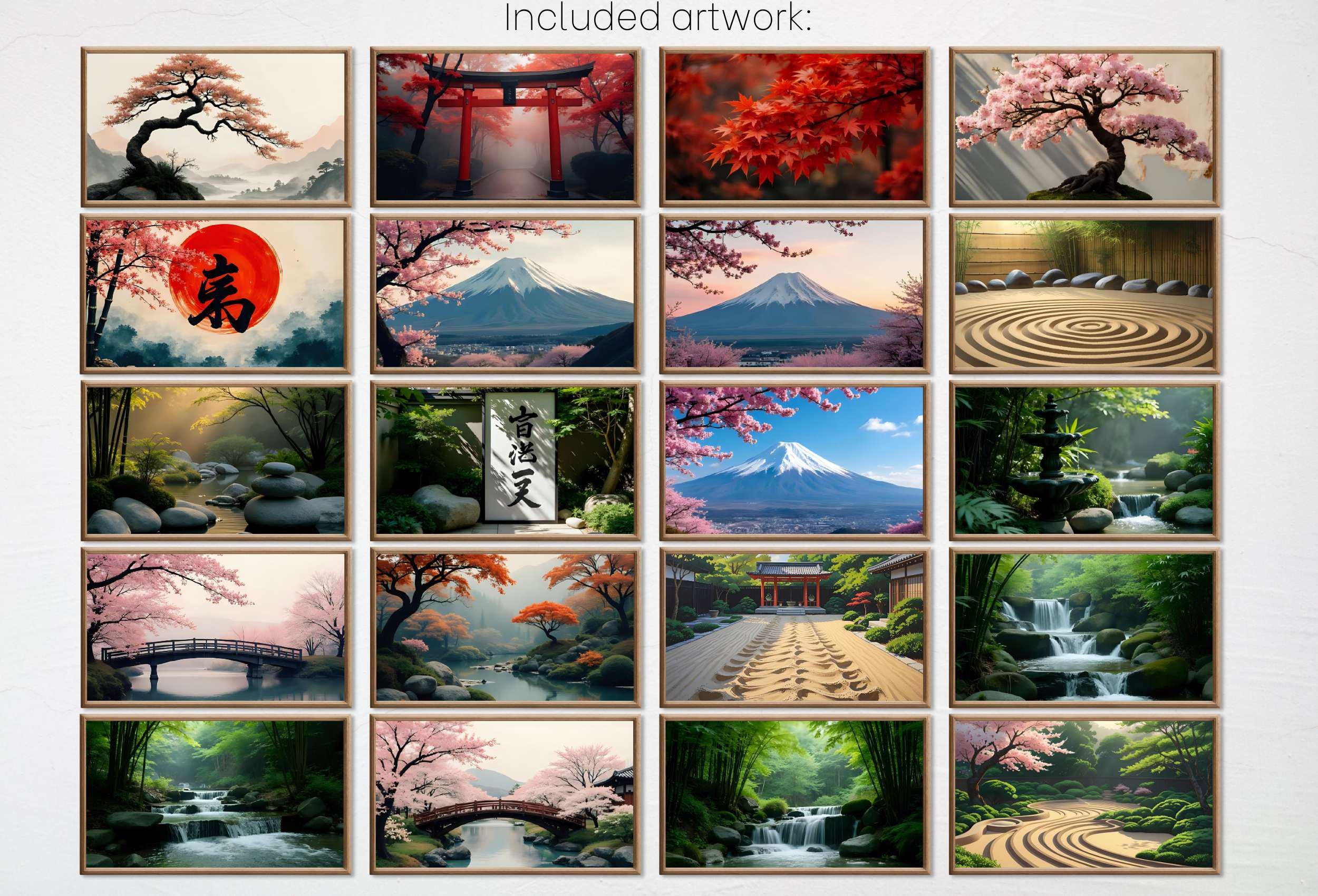 Zen Wall Art Japanese Paintings for Samsung Frame TV | Minimalist Japanese Decor | Nature Wall Art  |  Digital Download Frame TV Art Set