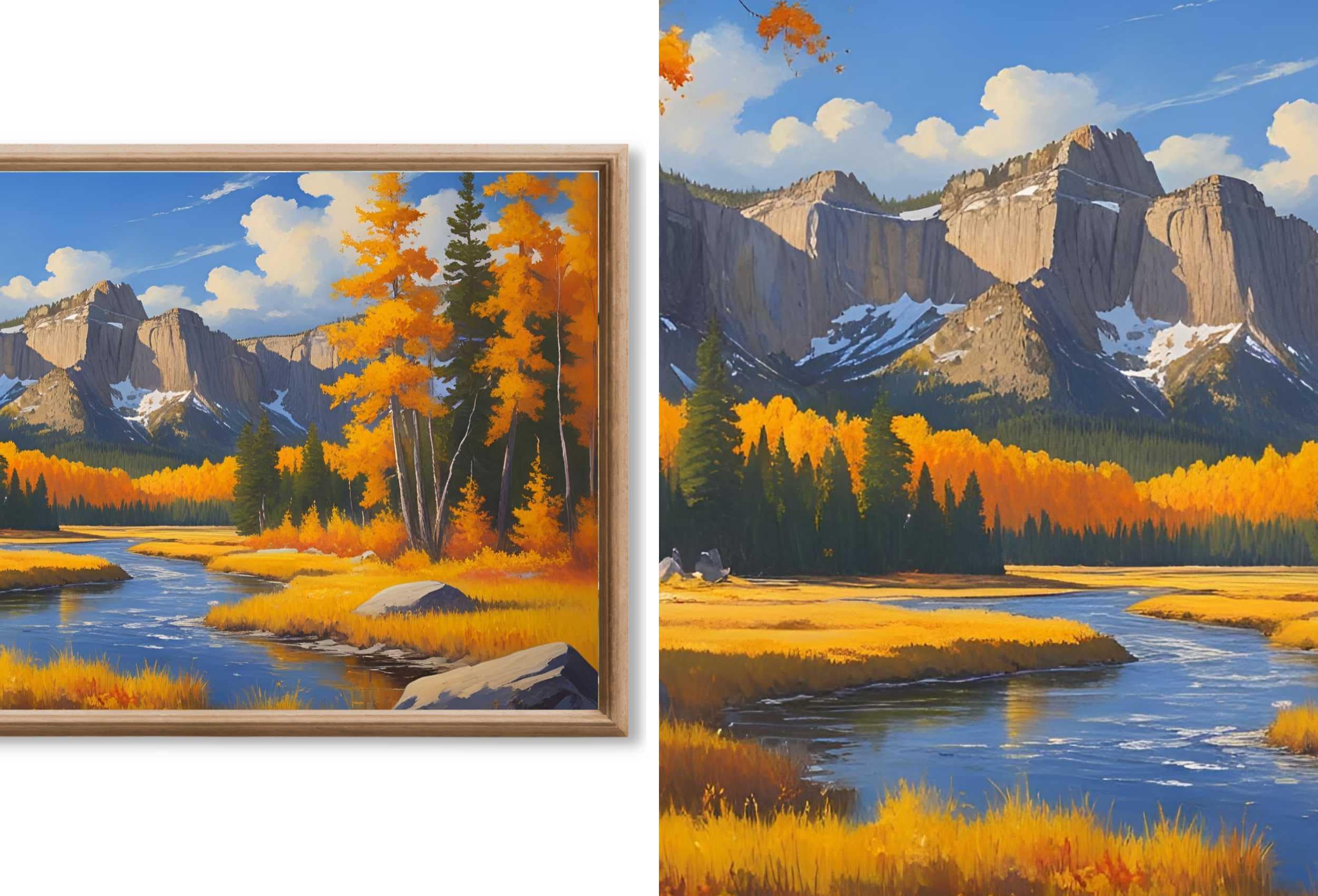 Yellowstone Fall Frame TV Art - National Park Fall Wall Art - Yellowstone Autumn Landscape and Mountain Art - Samsung Frame TV Art Set of 40