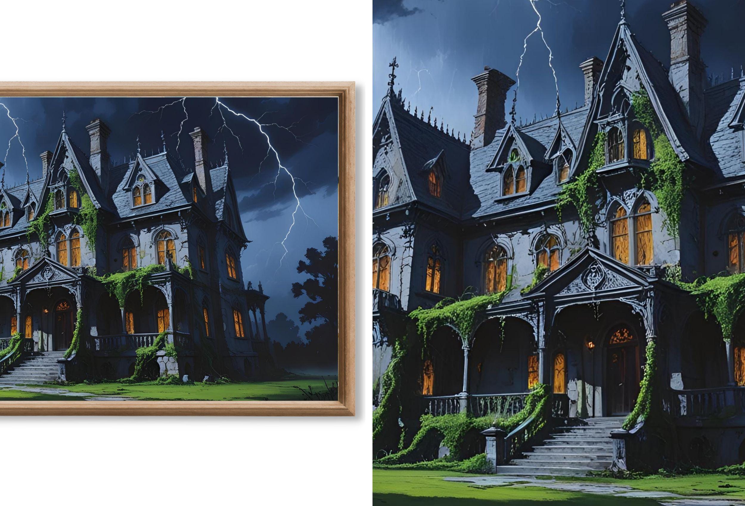 Halloween Haunted House Digital Art for Samsung Frame TV - 40 Spooky Season TV Wall Decor Downloads for Halloween Home Decor. Set of 40