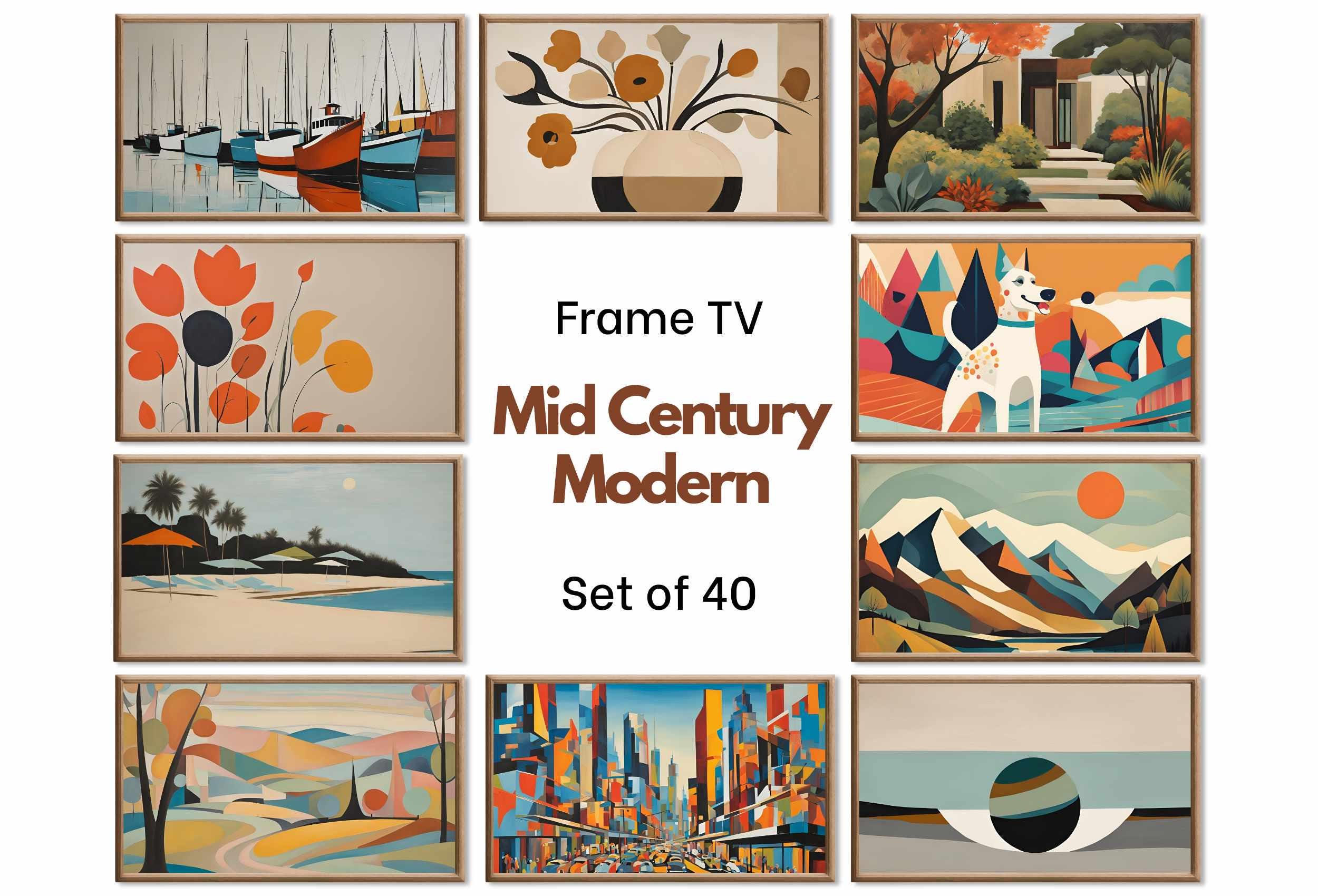 Mid Century Modern Frame TV Art Set of 40. MCM Wall Art Original Paintings For Samsung Frame TV. Retro Wall Art. Mid Century Modern Decor