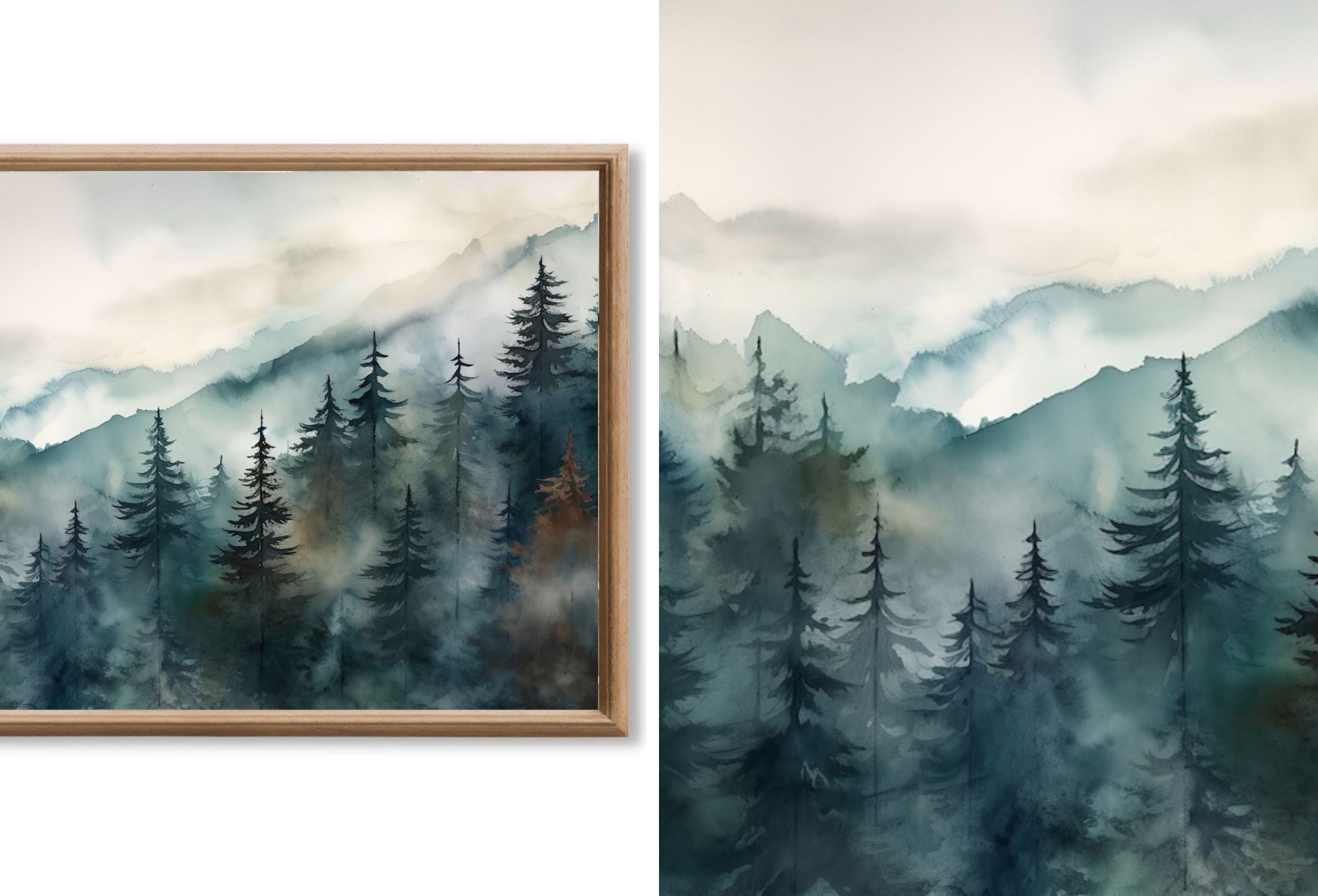 Set of 40 Frame TV Art Forest Wall Art Landscape Paintings. Instant Download. Green Nature and Mountain Decor for Samsung Frame TV
