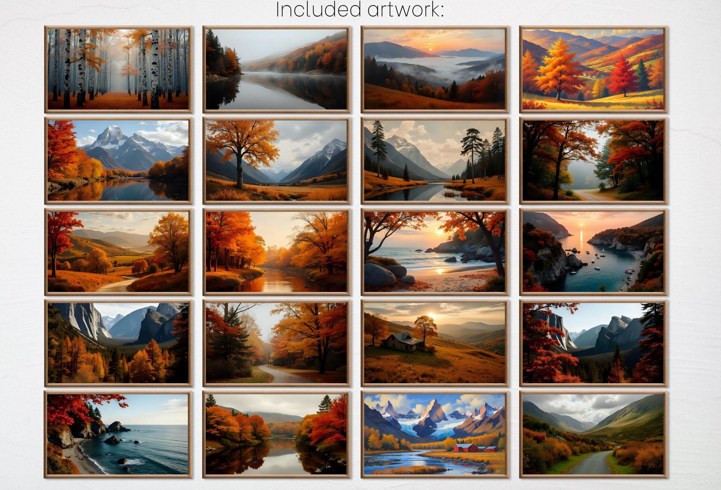 Fall Decor Digital Art for Samsung Frame TV - Autumn Wall Art Forest Nature Landscape Prints - Fall Home Decor Artwork Instant Download