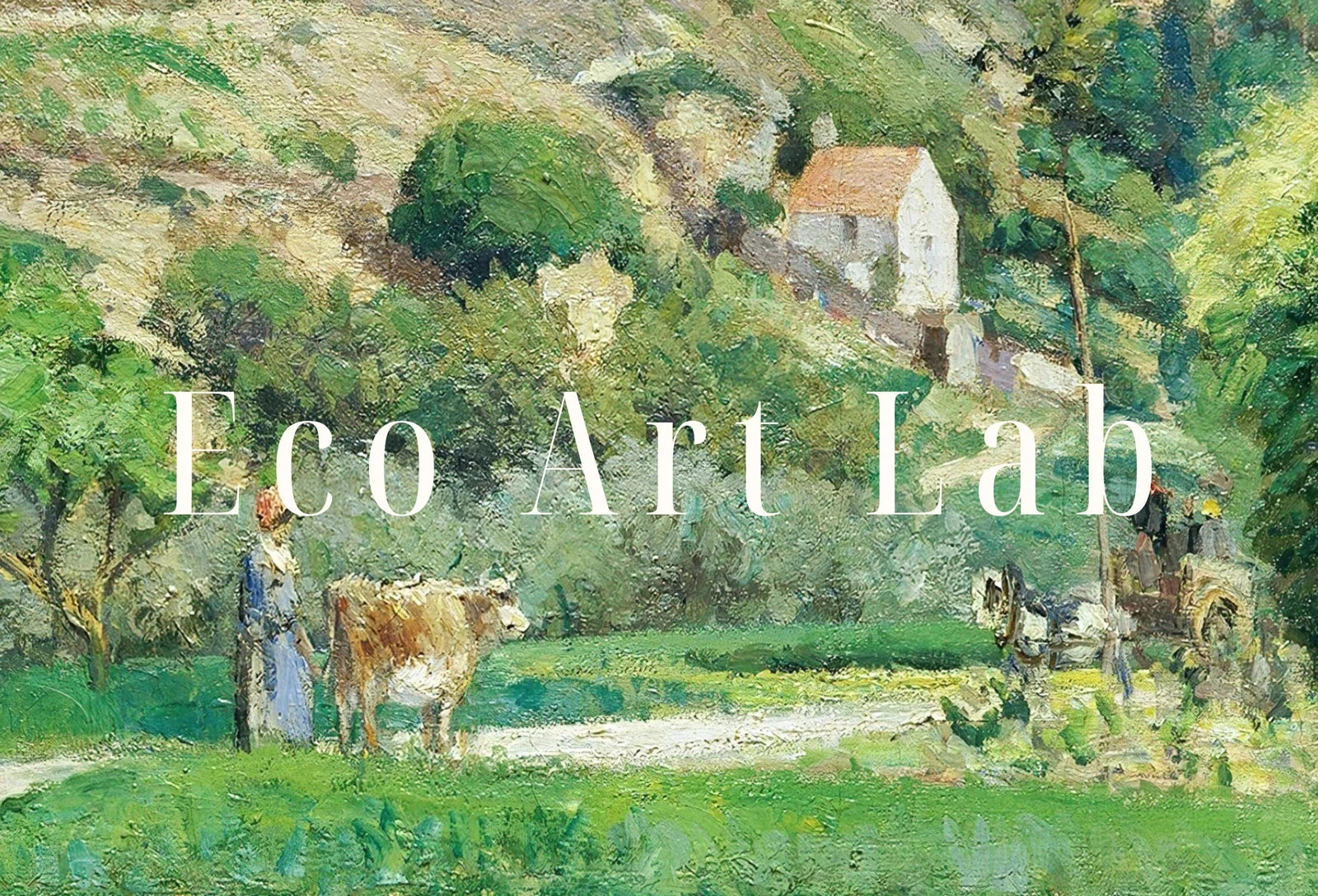 Detail view of artwork from Impressionist French Countryside Vintage Wall Decor. Antique Landscape Painting. Country Fine Art Print. Printable Instant Download Art. (variation 1)