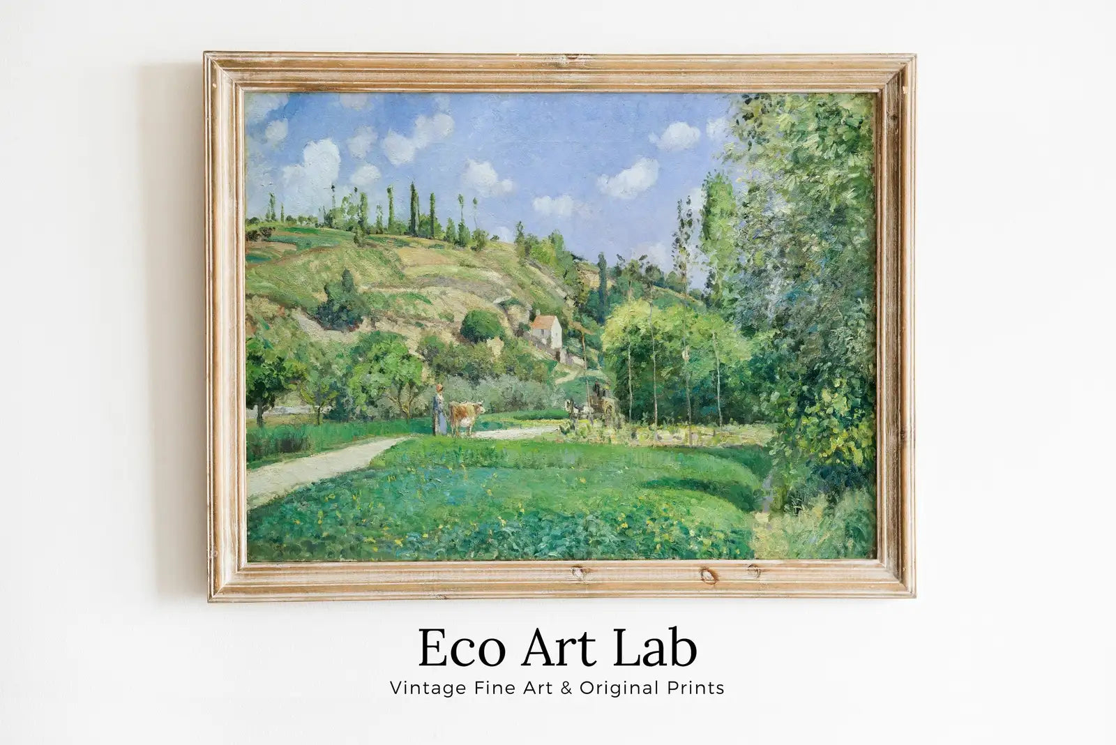 Framed view of Impressionist French Countryside Vintage Wall Decor. Antique Landscape Painting. Country Fine Art Print. Printable Instant Download Art – printable wall art digital download.