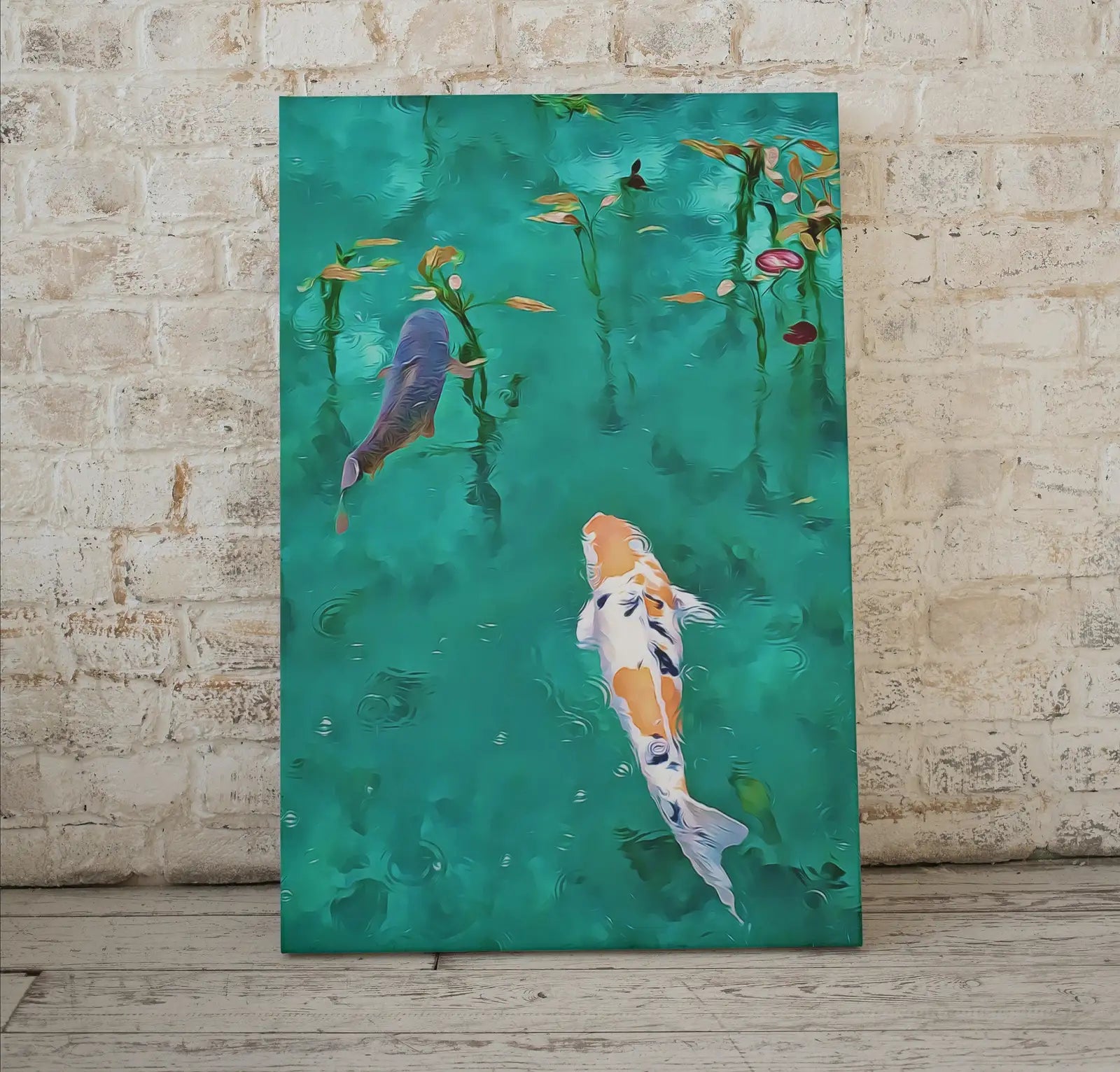 Second included artwork preview from Instant Download Digital Koi Fish Painting. Koi Fish Wall Art. Colorful Wall Art. Koi Fish Print. Poster Print Japanese Koi Zen Art featuring various scenes.