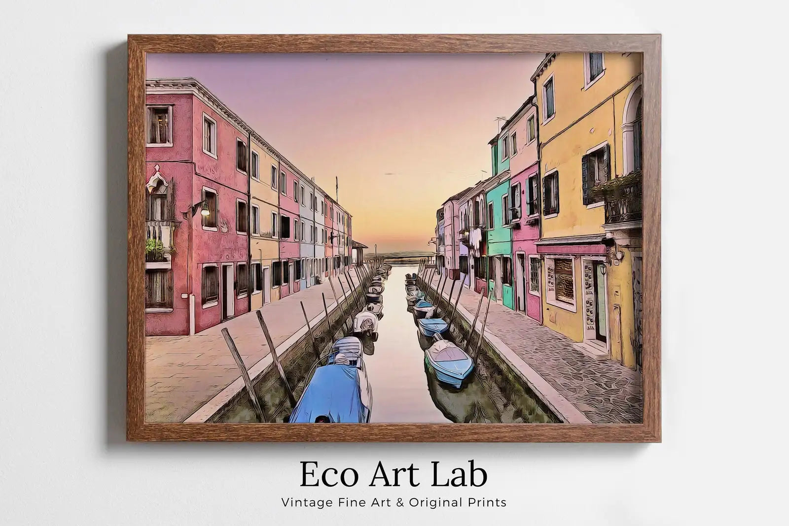 Detail view of artwork from Italy Venice Wall Art: Sunset in Burano Printable Wall Art. Instant Download Italy Poster Sunset Wall Art. Colorful Pastel Home Decor. (variation 1)