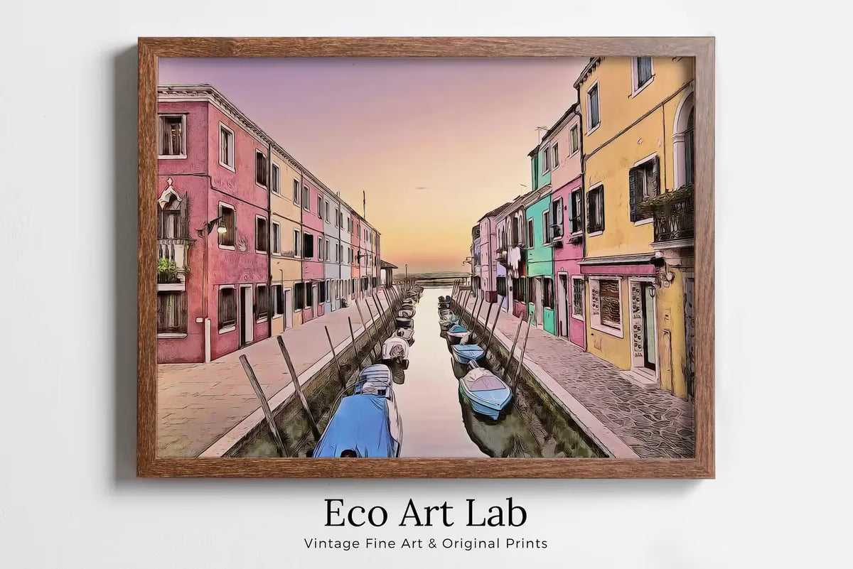 Italy Venice Wall Art: Sunset in Burano Printable Wall Art. Instant Download Italy Poster Sunset Wall Art. Colorful Pastel Home Decor – Printable Wall Art Set