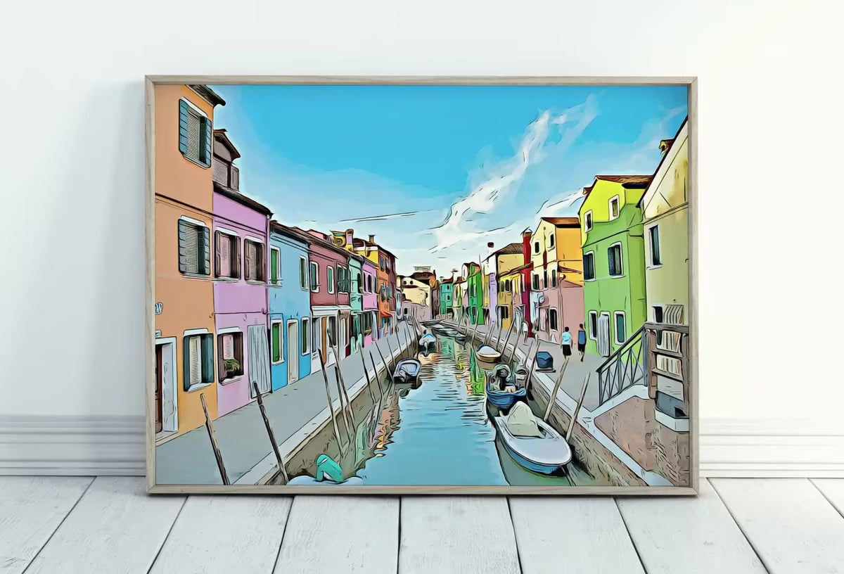 Italy Wall Art Case Colorate Burano, Venice Printable Wall Art. Instant Download Italy Poster. Colorful Painting Home Decor, Digital Art – Printable Wall Art