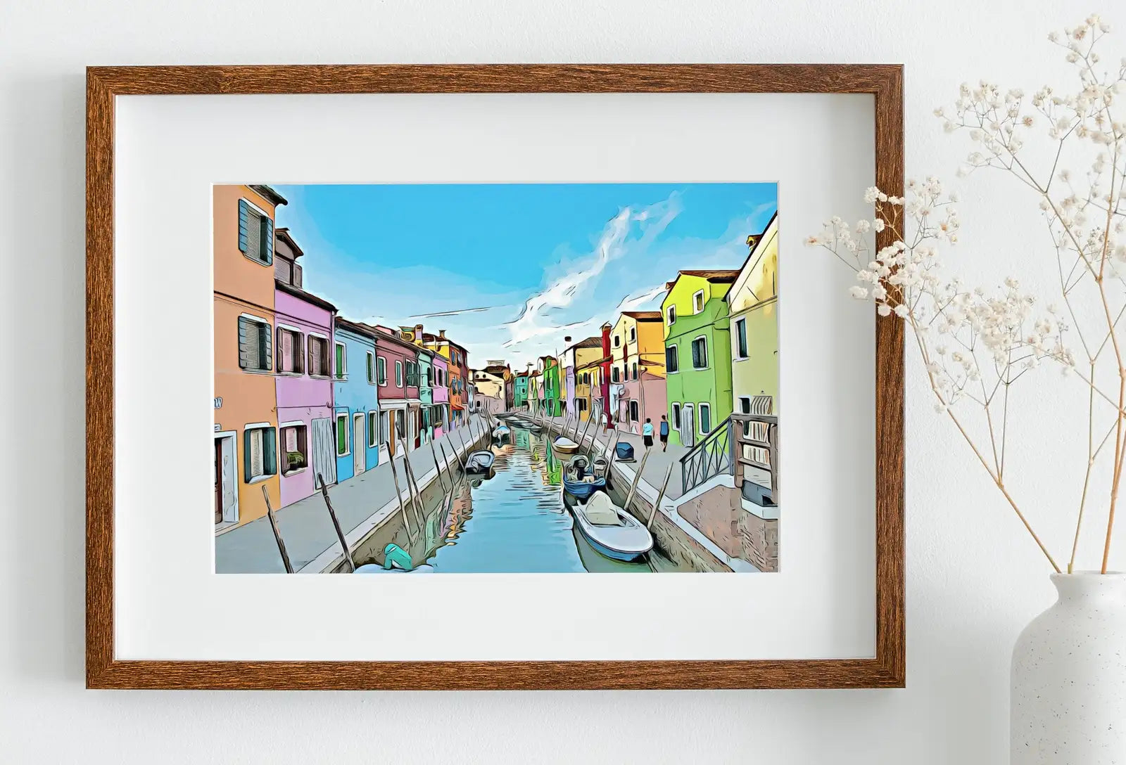Detail view of artwork from Italy Wall Art Case Colorate Burano, Venice Printable Wall Art. Instant Download Italy Poster. Colorful Painting Home Decor, Digital Art. (variation 1)