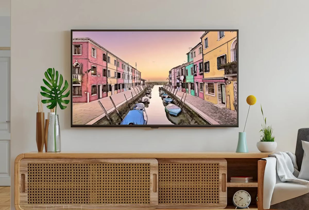 Italy Wall Art Sunset in Burano Frame TV Art. Italy Painting, City Landscape Frame TV Art. , Colorful Art for Frame TV – Frame TV Art Set