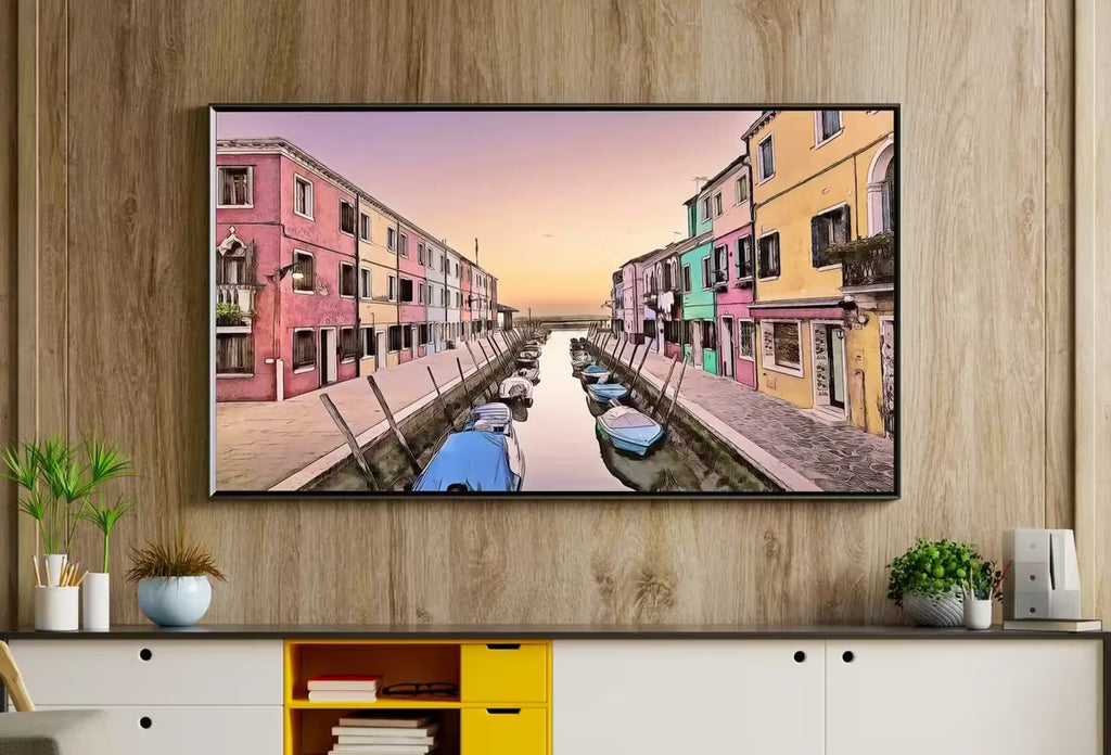 Italy Wall Art Sunset in Burano Frame TV Art. Italy Painting, City Landscape Frame TV Art. , Colorful Art for Frame TV – Frame TV Art Set