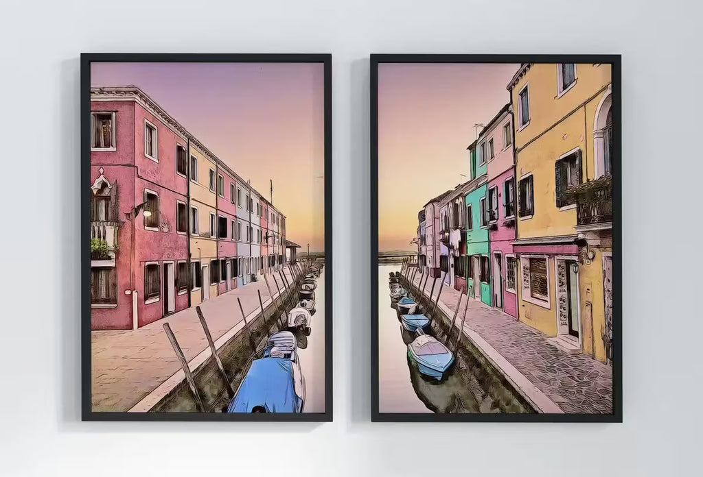 Italy Wall Art Sunset in Burano Set of 2 Prints Printable Wall Art. Instant Download Italy Poster Sunset Wall Art. Colorful 2 Piece Wall Art – Printable Wall Art Set