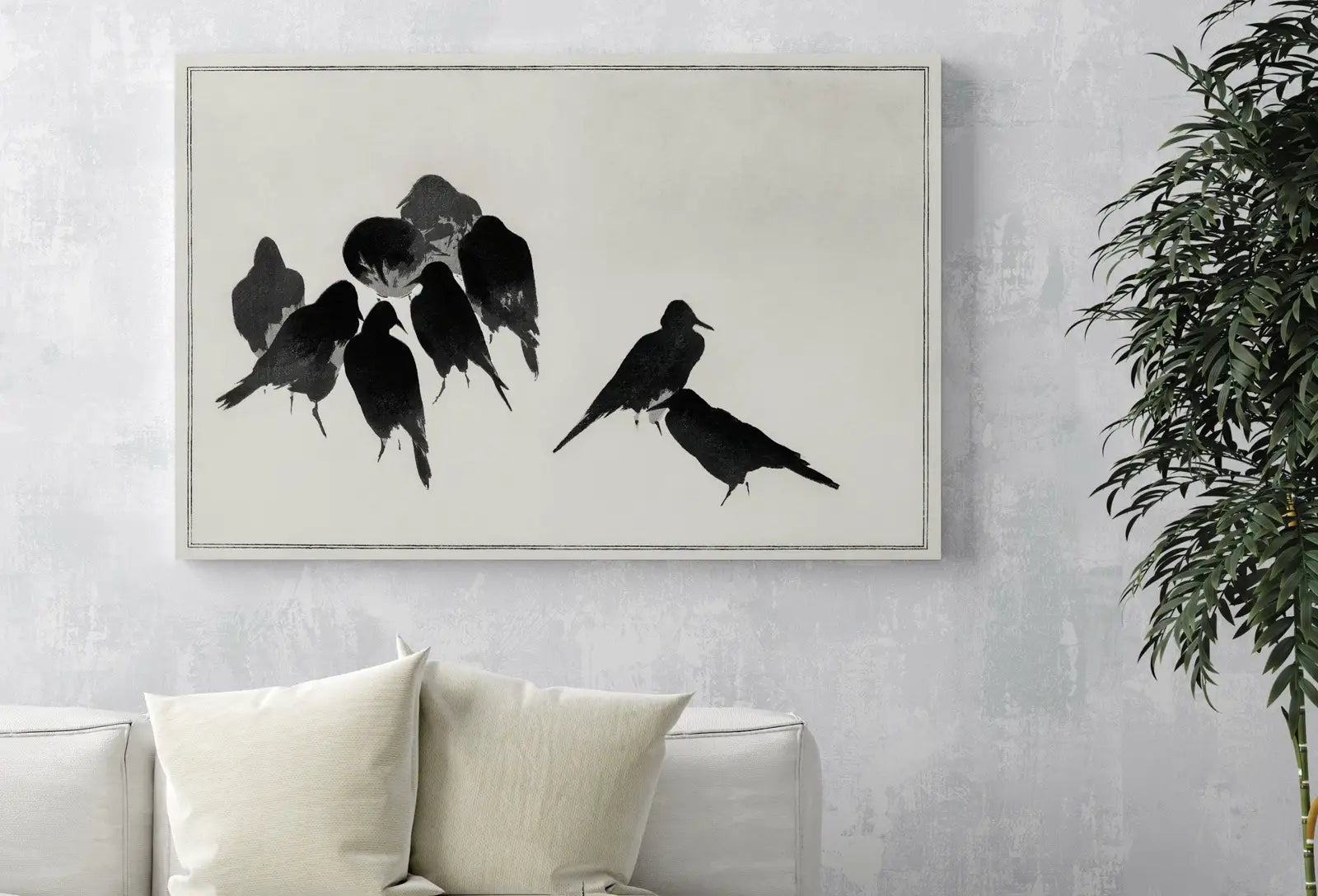 Included artwork preview showing first selection of artworks from Japanese Crows Illustration Vintage Japanese Wall Art Printable Poster. 19th Century Japanese Vintage Wall Art Crow Japanese Painting.