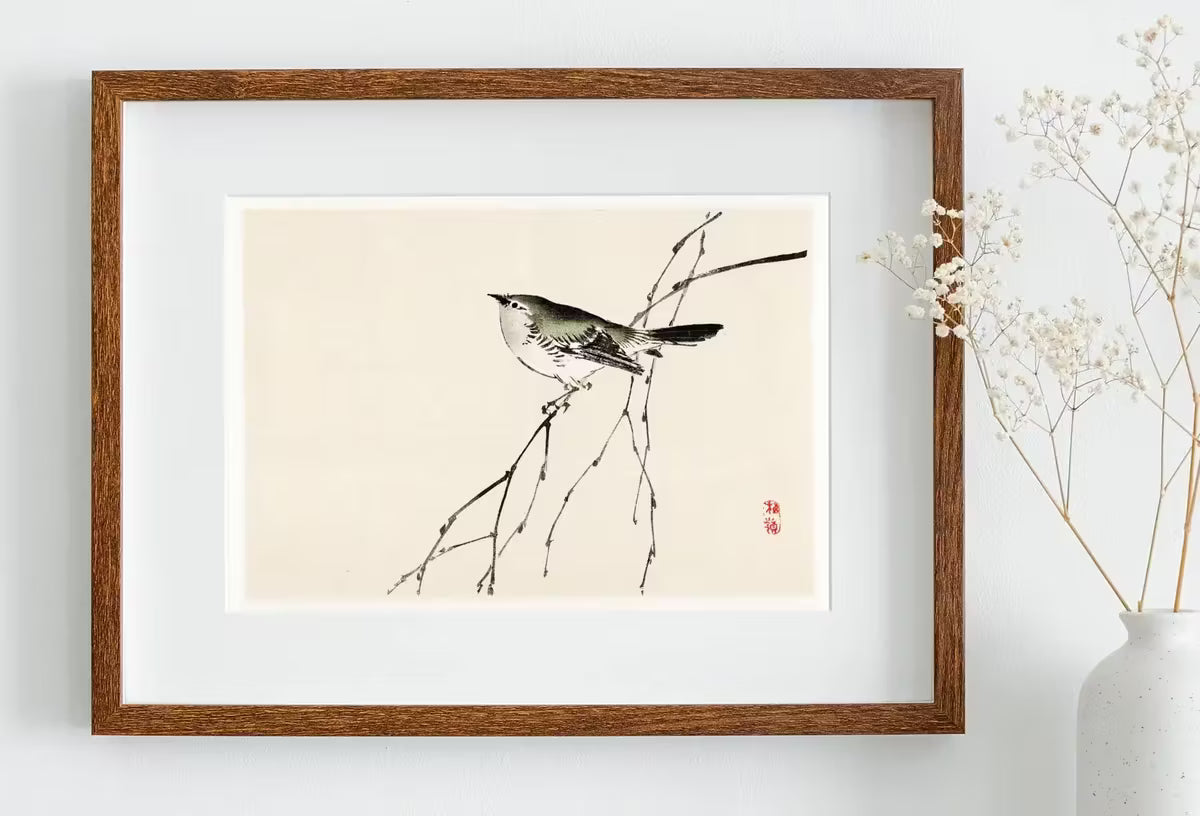 Japanese Painting Bird on a Branch Vintage Wall Art Printable Poster. 19th Century Japanese Vintage Art Print. Minimalist Japanese Decor – Printable Wall Art
