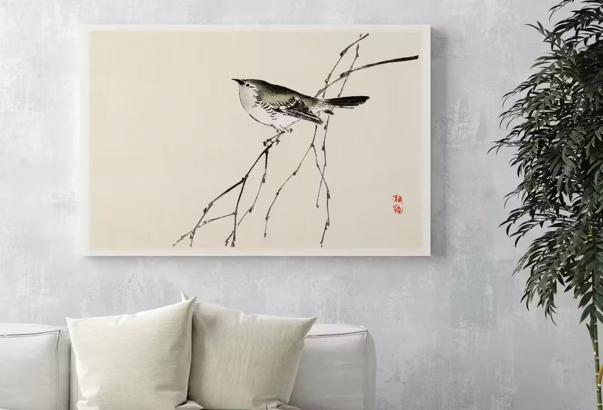 Japanese Painting Bird on a Branch Vintage Wall Art Printable Poster. 19th Century Japanese Vintage Art Print. Minimalist Japanese Decor – Printable Wall Art