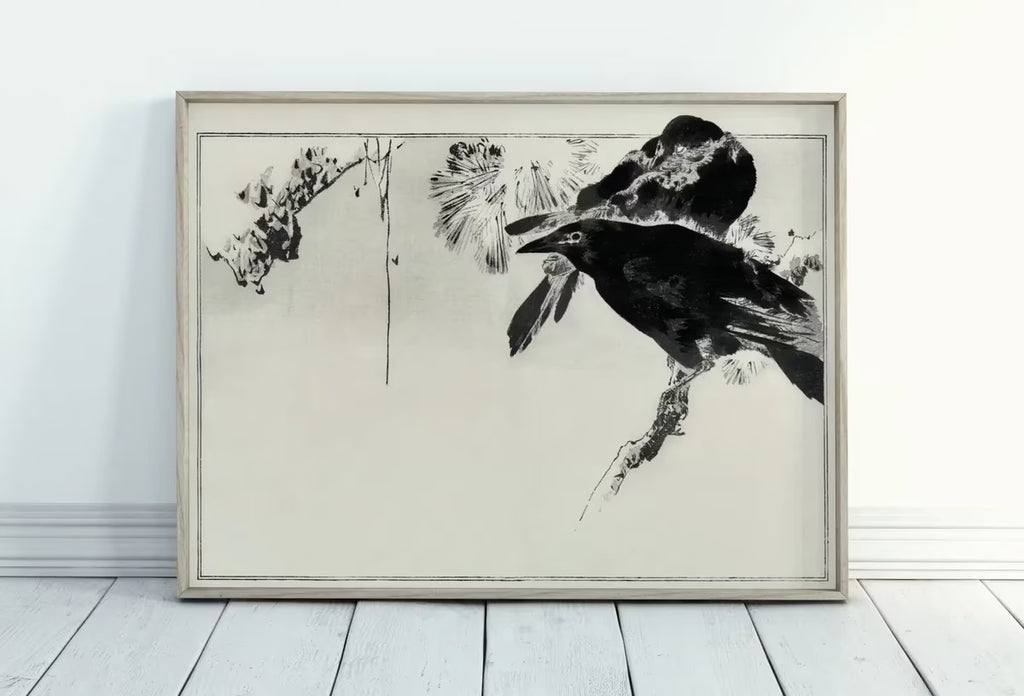 Japanese Painting Crows Perched on a Branch Vintage Wall Art Printable Poster. 19th Century Japanese Vintage Wall Art Crow Japanese Painting – Printable Wall Art