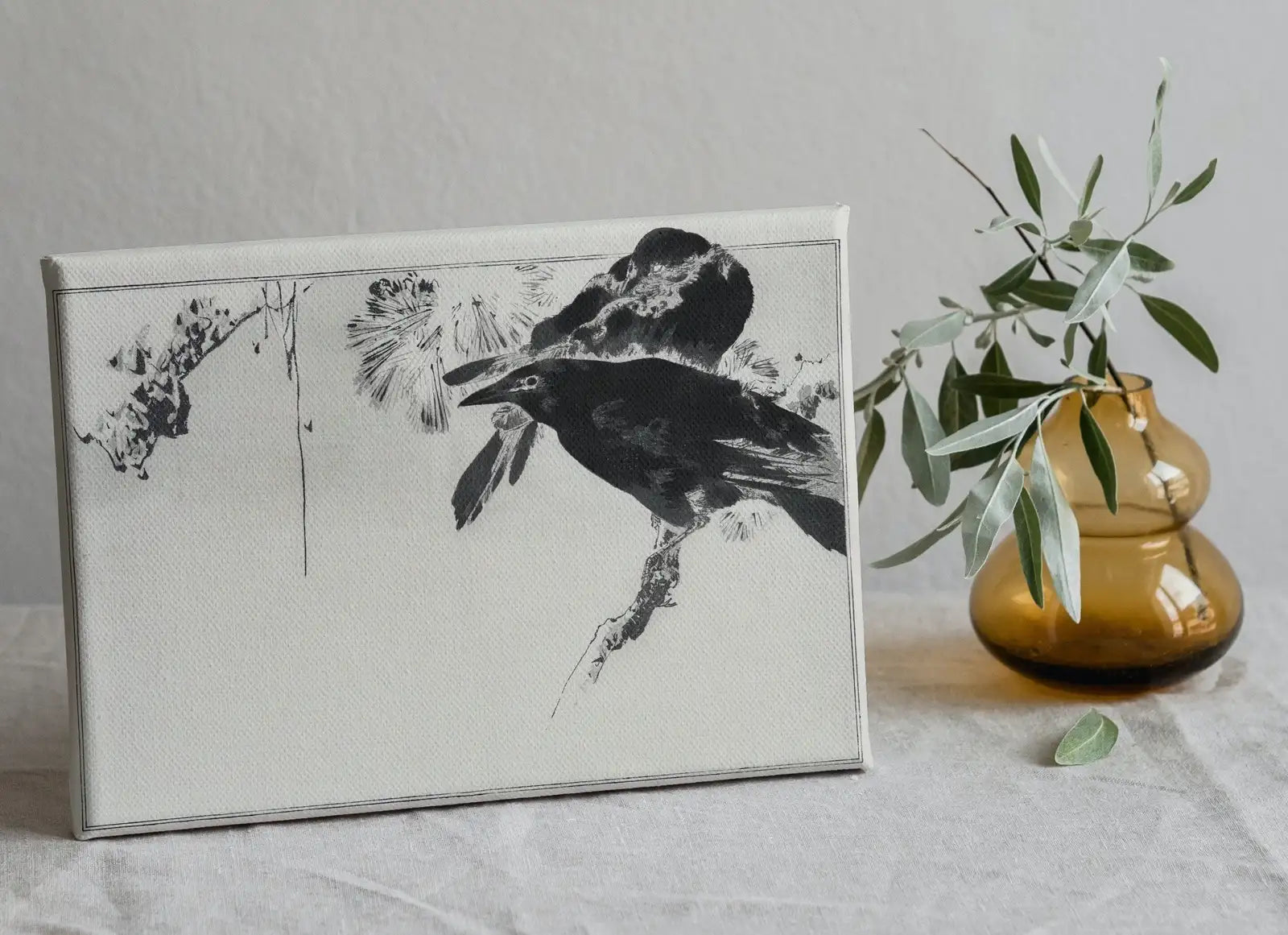 Detail view of artwork from Japanese Painting Crows Perched on a Branch Vintage Wall Art Printable Poster. 19th Century Japanese Vintage Wall Art Crow Japanese Painting. (variation 1)