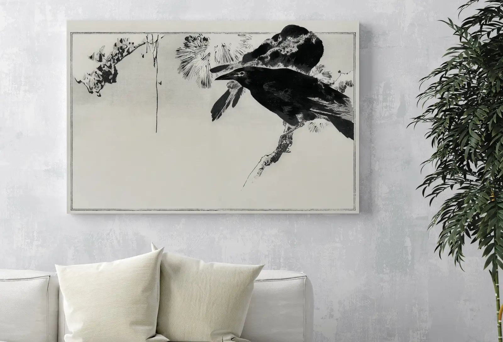 Second included artwork preview from Japanese Painting Crows Perched on a Branch Vintage Wall Art Printable Poster. 19th Century Japanese Vintage Wall Art Crow Japanese Painting featuring various scenes.