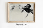 Framed view of Japanese Painting Crows Perched on a Branch Vintage Wall Art Printable Poster. 19th Century Japanese Vintage Wall Art Crow Japanese Painting – printable wall art digital download.
