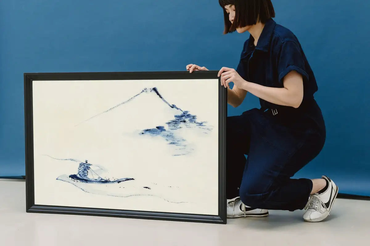 Detail view of artwork from Japanese Painting Mount Fuji Landscape Vintage Wall Art Printable Poster. 19th Century Japanese Vintage Art Print. Minimalist Japanese Decor. (variation 2)