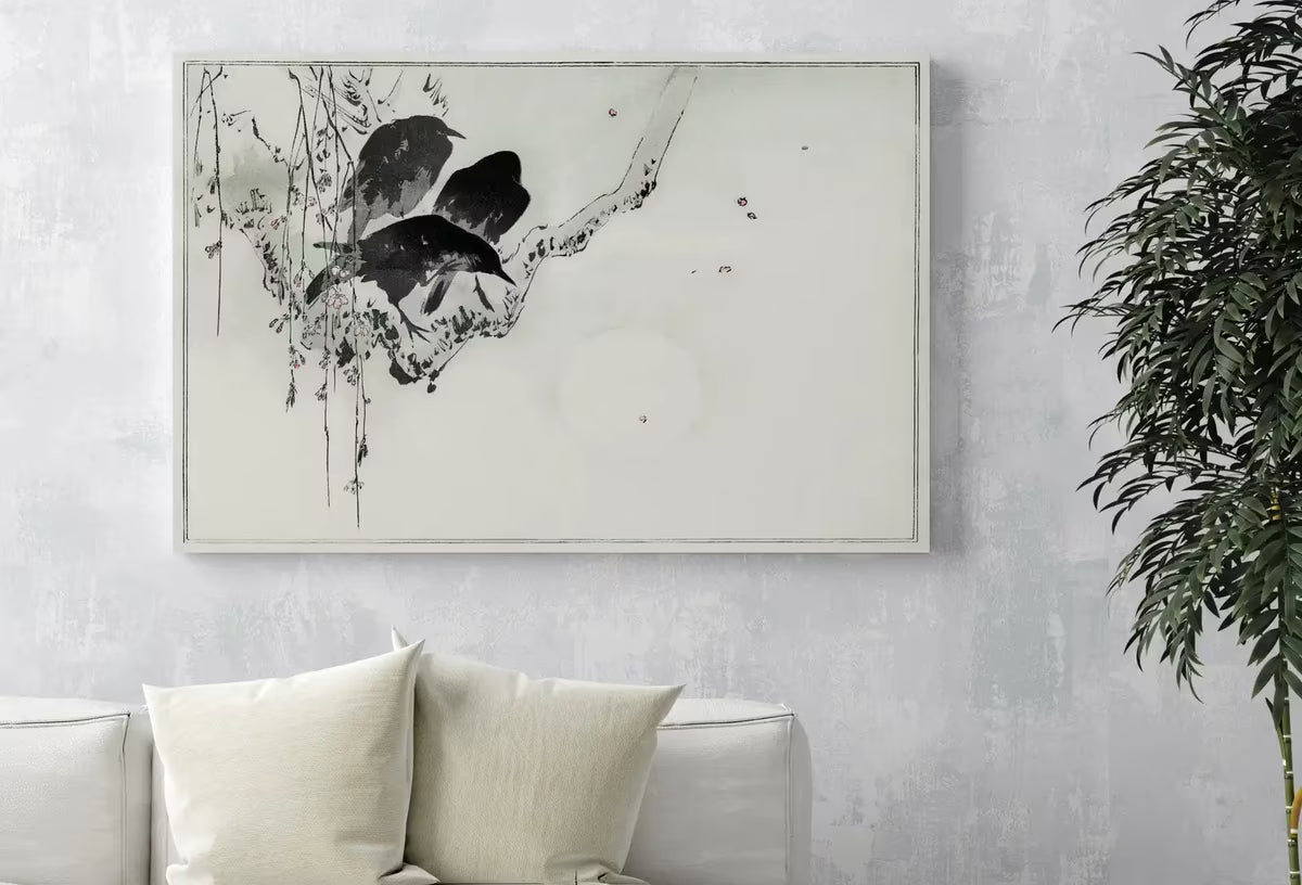 Japanese Painting Three Crows on a Branch Vintage Wall Art Printable Poster. 19th Century Japanese Vintage Wall Art Crow Japanese Painting – Printable Wall Art