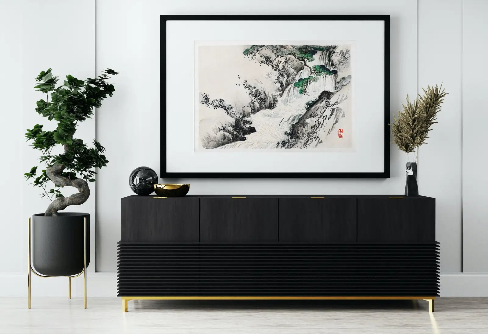 Included artwork preview showing first selection of artworks from Japanese Painting Waterfall Landscape Vintage Wall Art Printable Poster. 19th Century Japanese Vintage Art Print. Minimalist Japanese Decor.