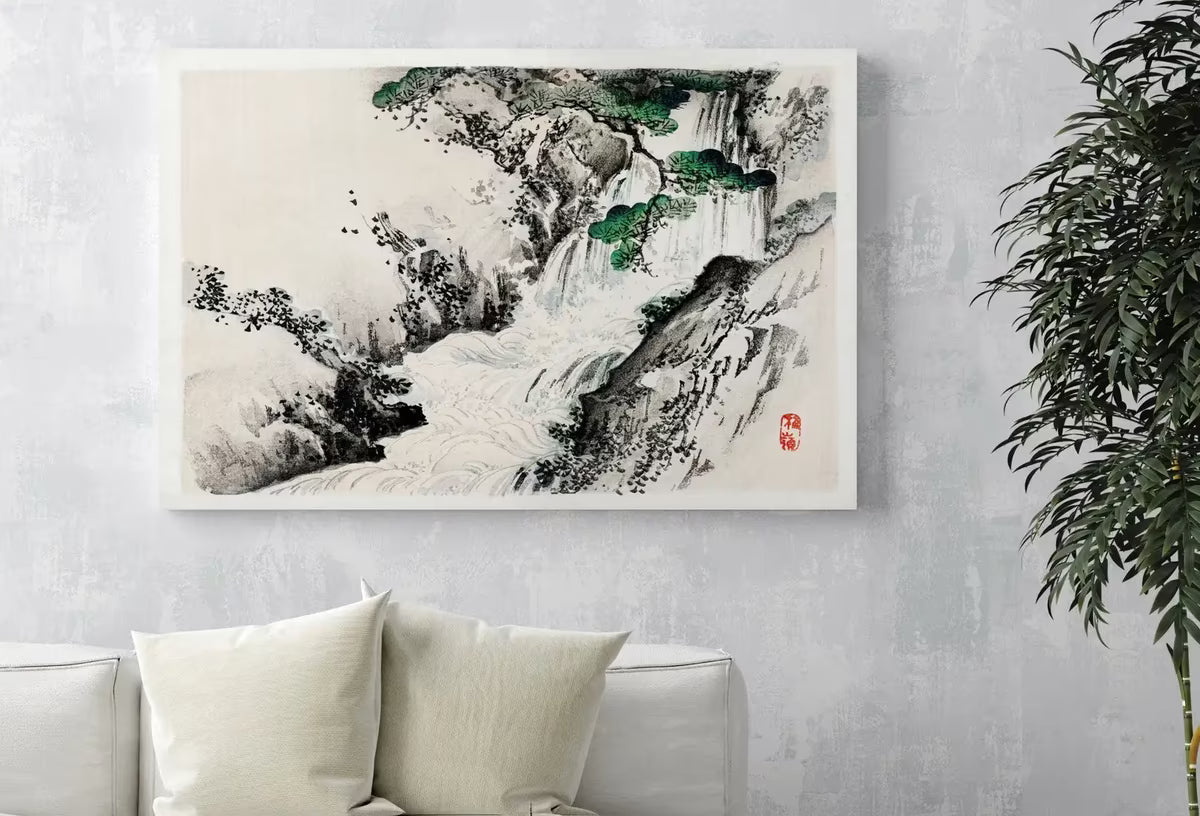 Japanese Painting Waterfall Landscape Vintage Wall Art Printable Poster. 19th Century Japanese Vintage Art Print. Minimalist Japanese Decor – Printable Wall Art