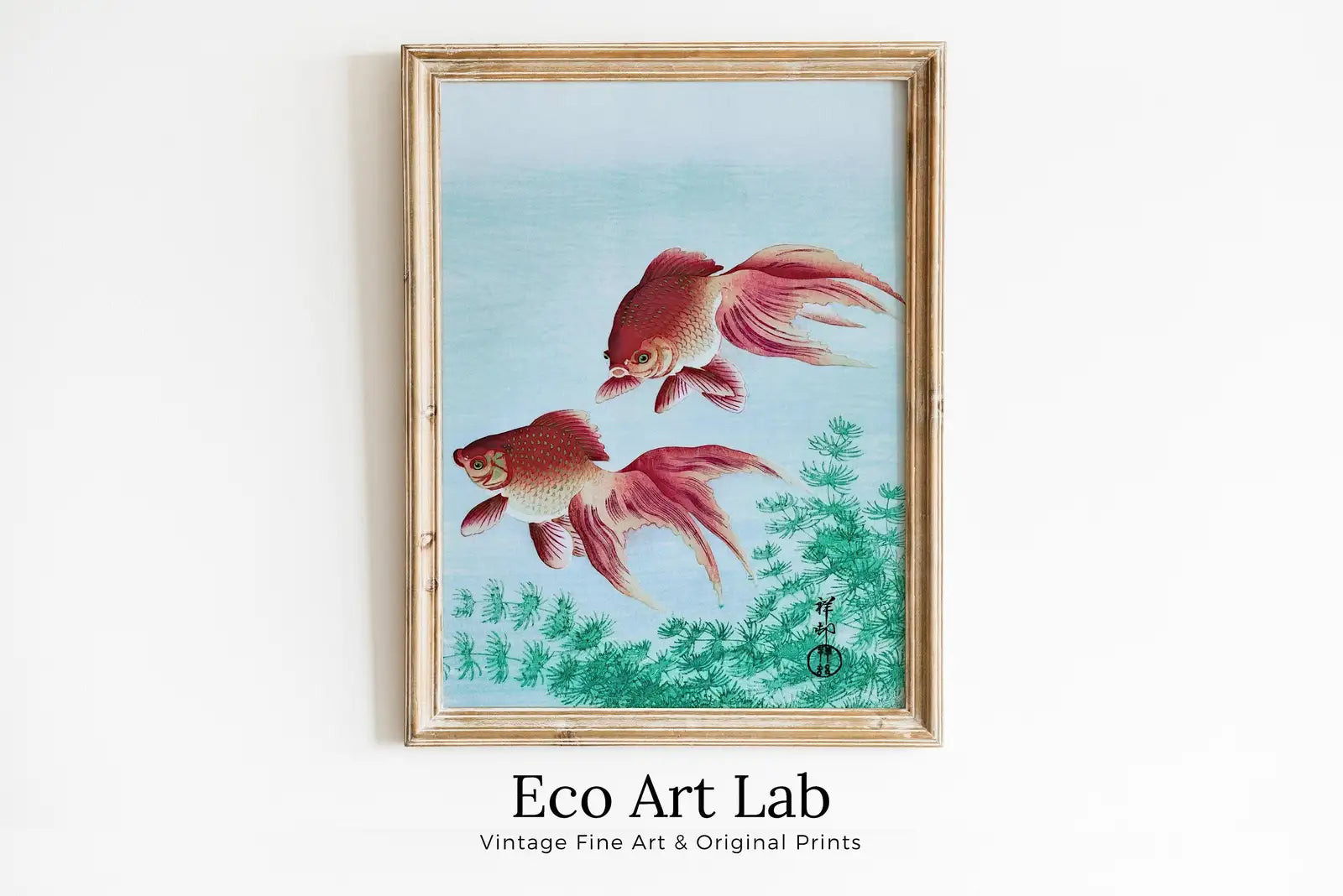Framed view of Japanese Vintage Art Old Antique Illustration Poster Printable Wall Art Digital Download, Japanese Poster Print – printable wall art digital download.