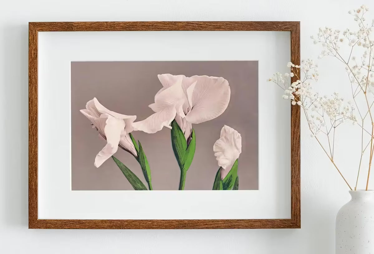Japanese Vintage Flower Art White Irises Painting Printable Wall Art. Instant Download Antique Japanese Art. Botanical Print Floral Wall Art – Printable Wall Art