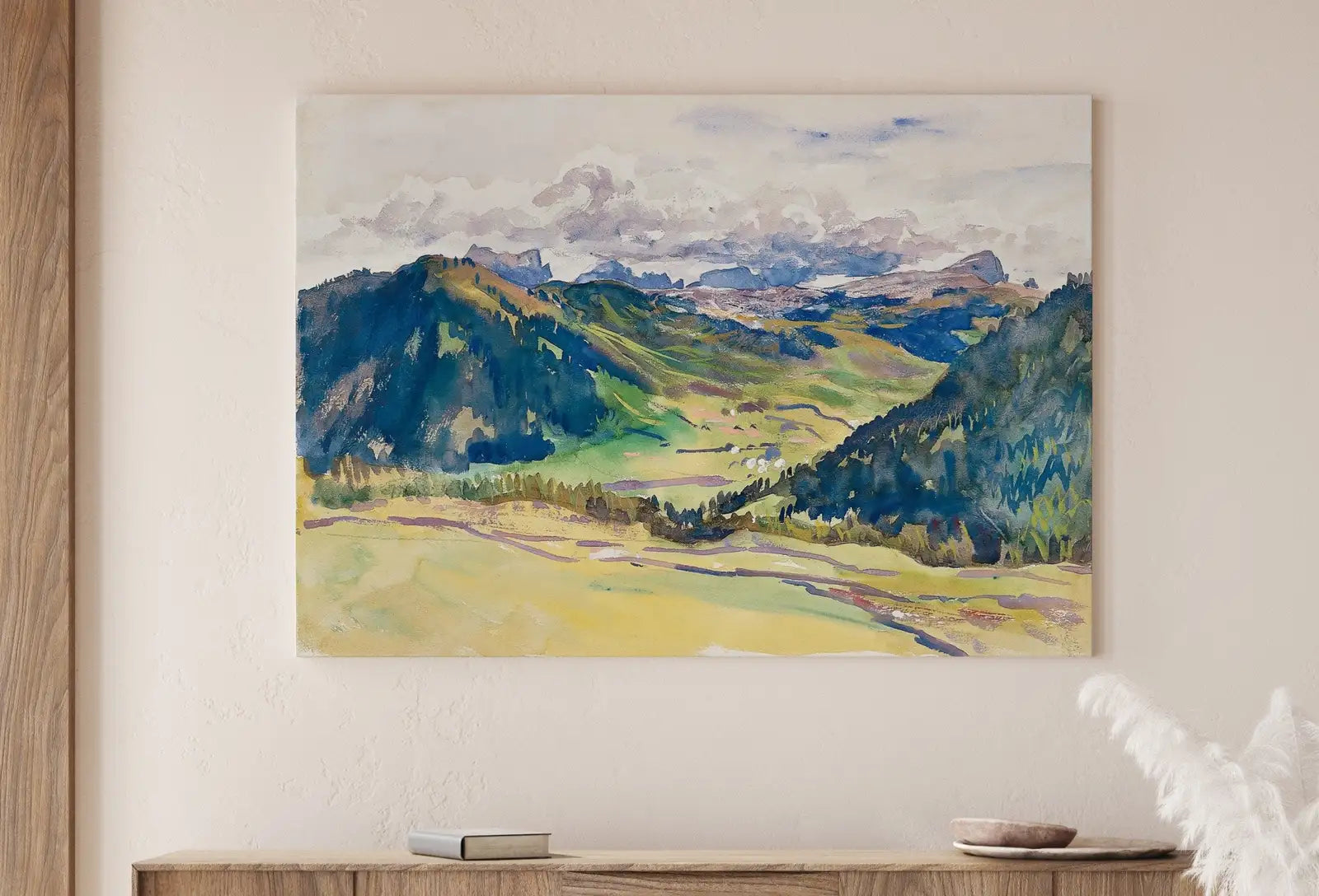 Detail view of artwork from John Singer Sargent Famous Mountain Landscape Painting. Instant Download Vintage Decor. Mountain Valley Print Printable Art. Vintage Decor. (variation 1)