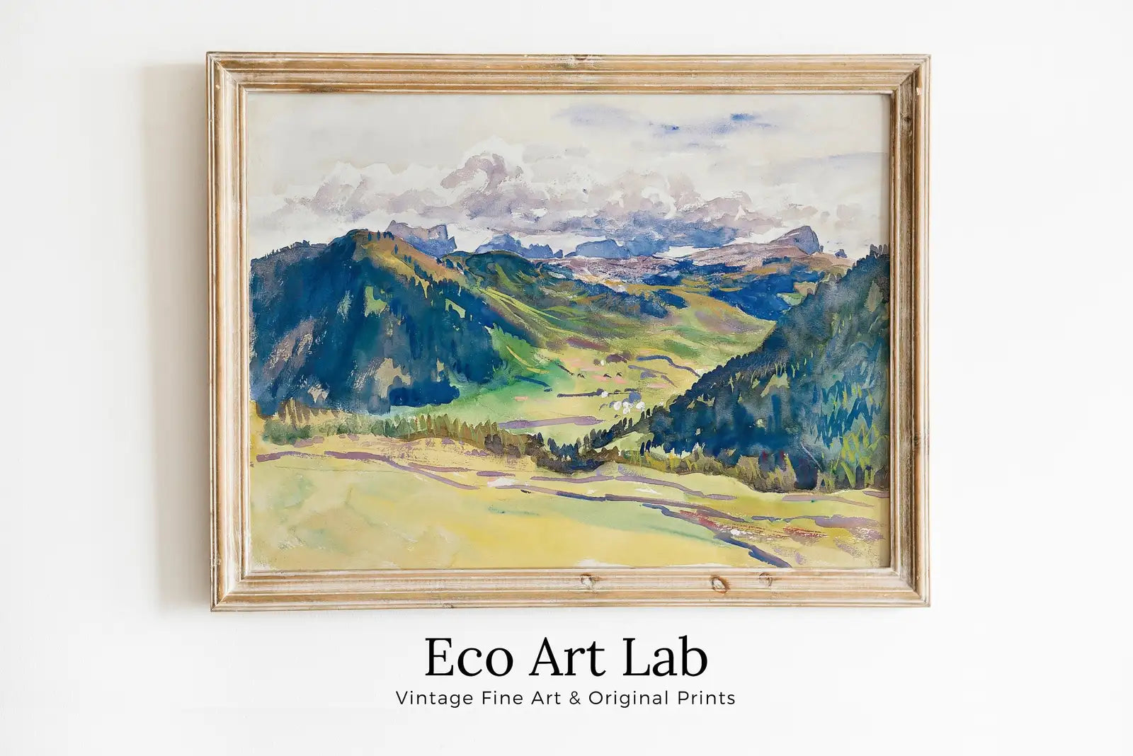 Framed view of John Singer Sargent Famous Mountain Landscape Painting. Instant Download Vintage Decor. Mountain Valley Print Printable Art. Vintage Decor – printable wall art digital download.