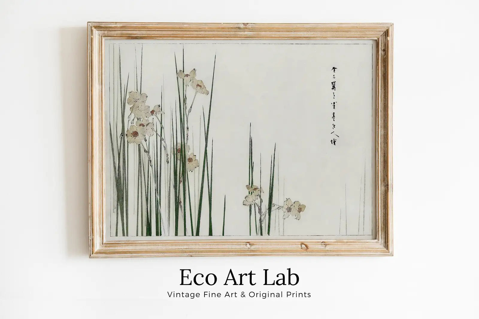 Framed view of Jonquil Illustration Vintage Japanese Wall Art Printable Poster. Digitally Enhanced 19th Century Japanese Vintage Wall Art Japanese Painting – printable wall art digital download.