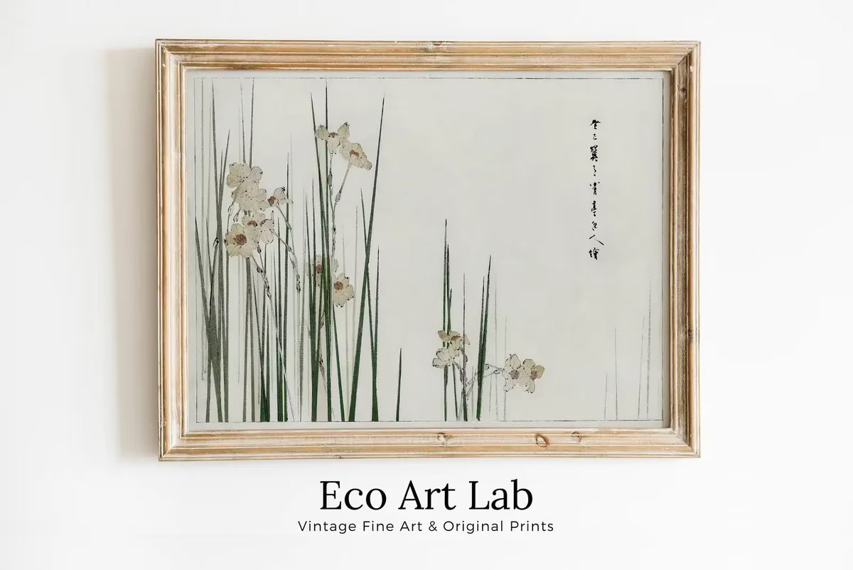 Jonquil Illustration Vintage Japanese Wall Art Printable Poster. Digitally Enhanced 19th Century Japanese Vintage Wall Art Japanese Painting – Printable Wall Art