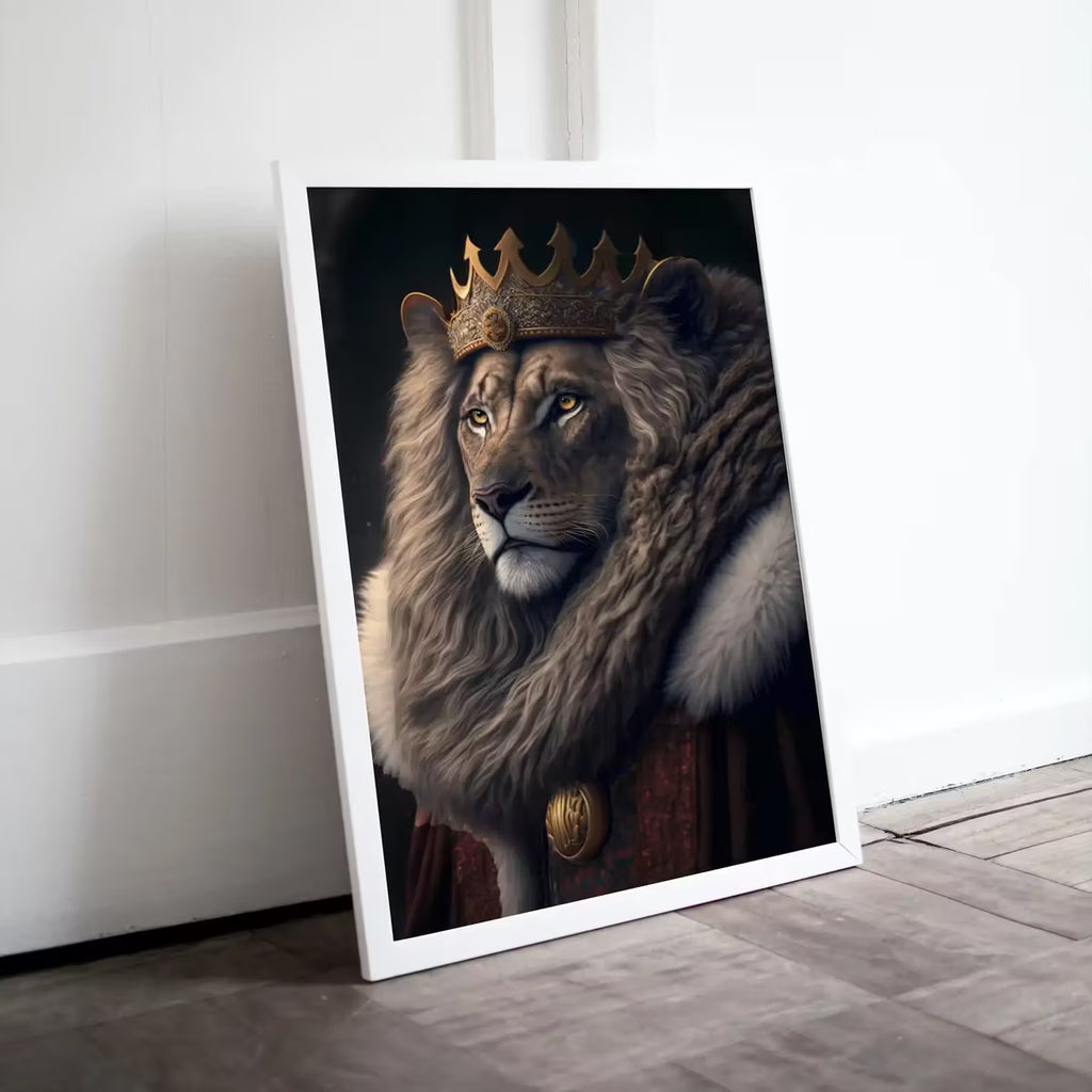King Lion Digital Art Print. Printable Wall Art. Modern Lion Artwork. Instant Download. Contemporary Animal Poster. Lion Portrait – Printable Wall Art