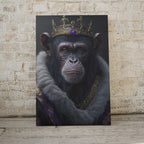 Ensemble de 2 arts de chimpanzés roi et reine. Peinture numérique pour art mural. Affiche de couple de singes. Art mural contemporain en 2 pièces
