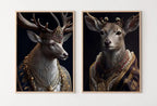 King & Queen Deer Set of 2 Prints. Digital Painting Printable Wall Art. Couple Deer Poster. 2 Piece Wall Art. Contemporary Animal Art – Printable Wall Art Set