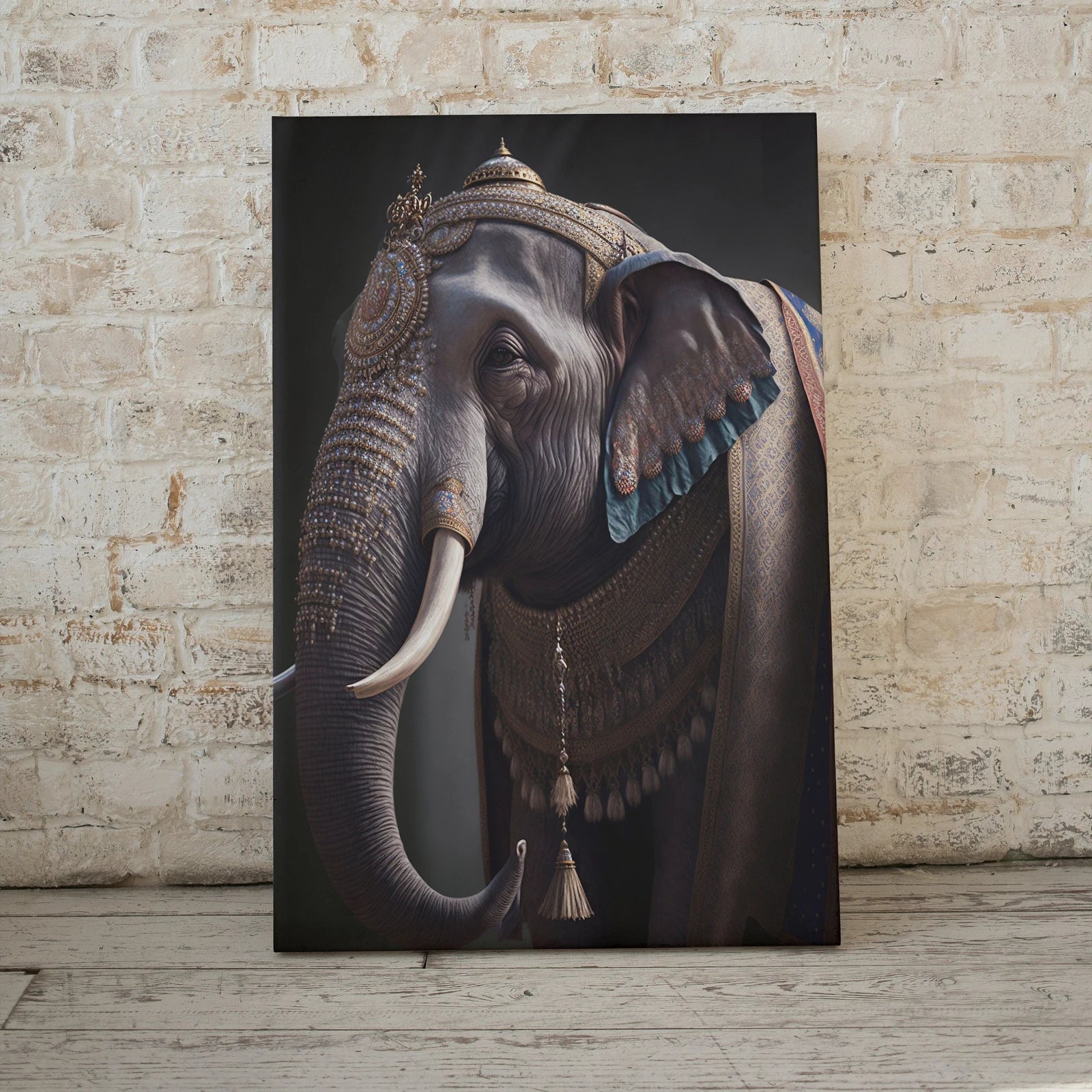 Ensemble de 2 impressions ‘Roi & Reine éléphants’ - Peinture numérique, art mural imprimable, affiche de couple d’éléphants, ensemble de 2 pièces d’art mural animalier contemporain.