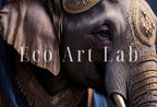 Ensemble de 2 impressions ‘Roi & Reine éléphants’ - Peinture numérique, art mural imprimable, affiche de couple d’éléphants, ensemble de 2 pièces d’art mural animalier contemporain.