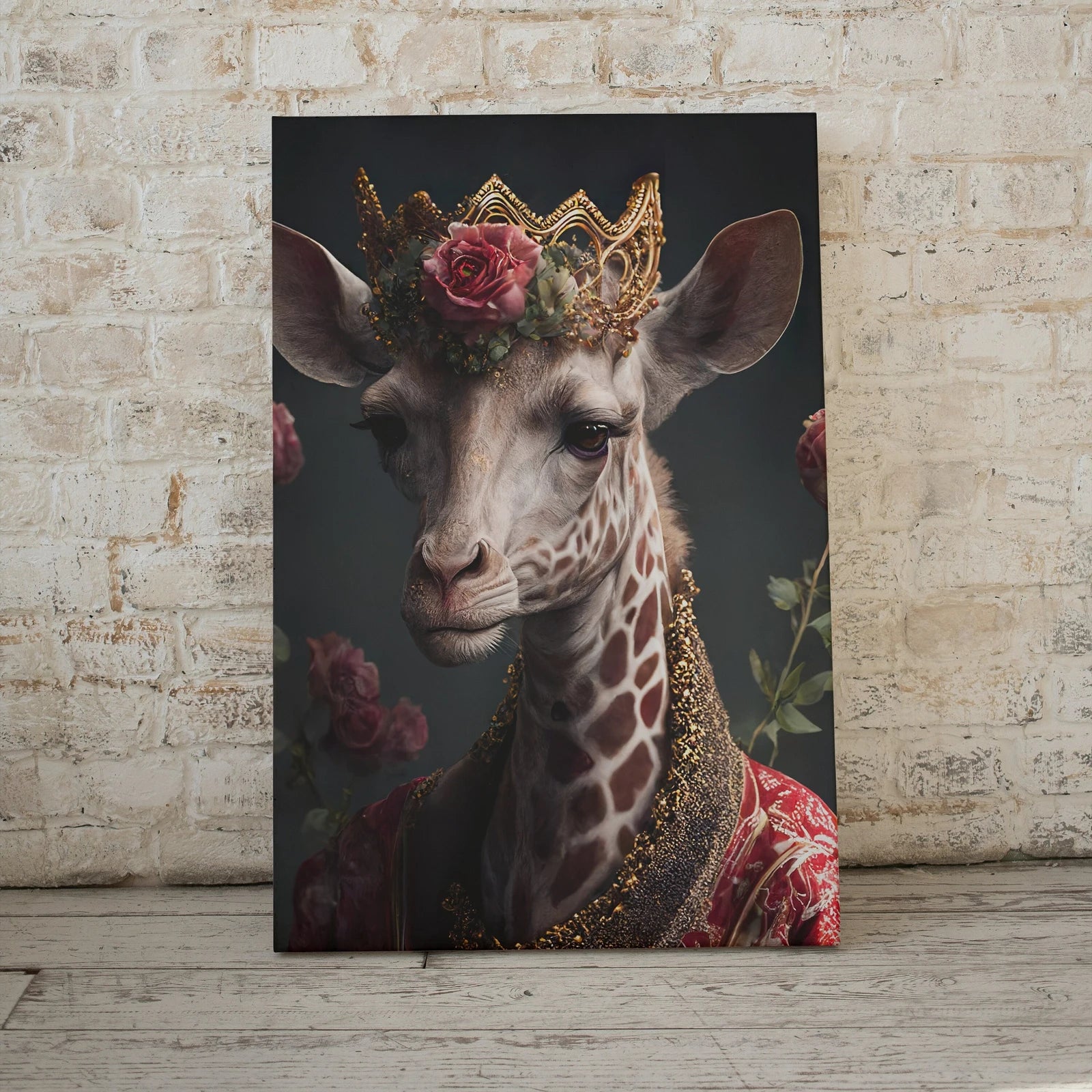 Ensemble de 2 impressions : Girafes Roi et Reine : Transformez votre mur avec ces impressions numériques de girafes. Le couple de girafes apportera une touche contemporaine et artistique à votre espace.
