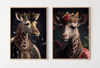 Ensemble de 2 impressions : Girafes Roi et Reine : Transformez votre mur avec ces impressions numériques de girafes. Le couple de girafes apportera une touche contemporaine et artistique à votre espace.